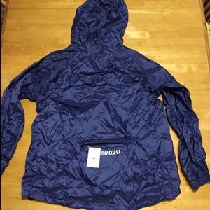 New DEMOZU Navy Windbreaker JACKET Pocket Pouch L